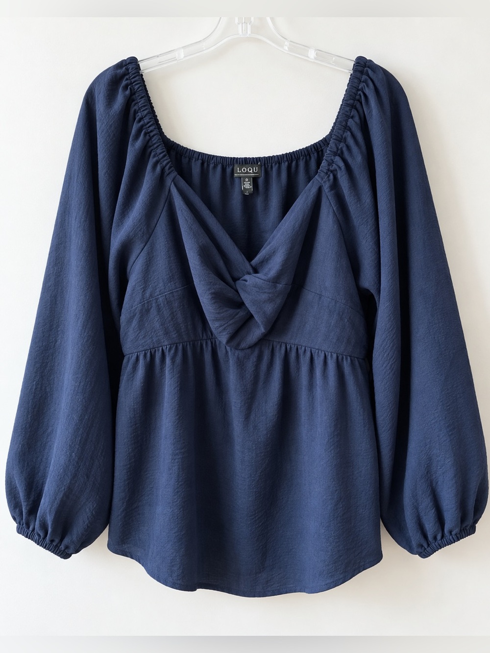 ELOQUII Navy Twist Bodice Stretch Neckline Off Shoulder Top NWT 22 #1213